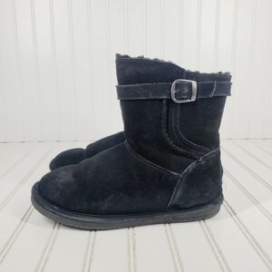 Bearpaw  Catherine Suede  Buckle Waterproof Shearling Ankle Boots A 297